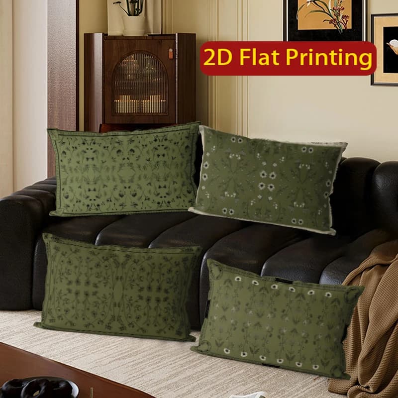 Fodere per cuscini rettangolari vintage verdi con motivo floreale, adatte per divano, camera da letto, auto, cuscino rettangolare per schienale