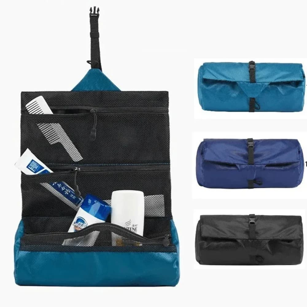 1Pcs Waterproof Travel Toiletry Bag Hanging Shaving Wash Organizer Portable Camping Cosmetic Storage Roll Up Makeup Pouch Kit