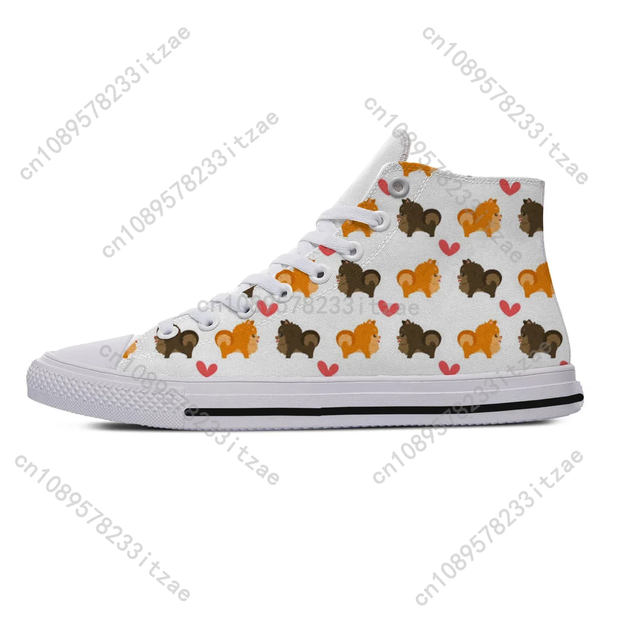 Hot Summer Pomerania Pet Cutting Dog Kawaii Light Canvas Shoes Women Women Casual Sneakers Classic Table Shoes