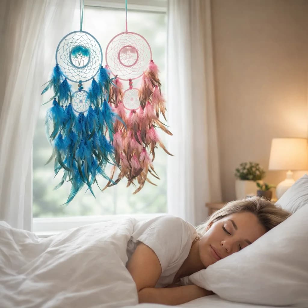 Dreamcatcher Double-Ring Wind Chime: A classic-style home decor piece for the living room or bedroom the perfect Valentine's Day