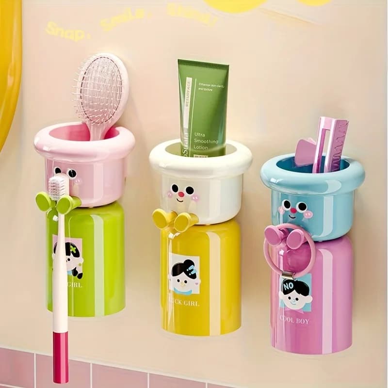 1/3pcs Household Dopamine Magnetic Toothbrush Cup Holder Household Rinse Cup No Punching Inverted Drip Rinse Cup