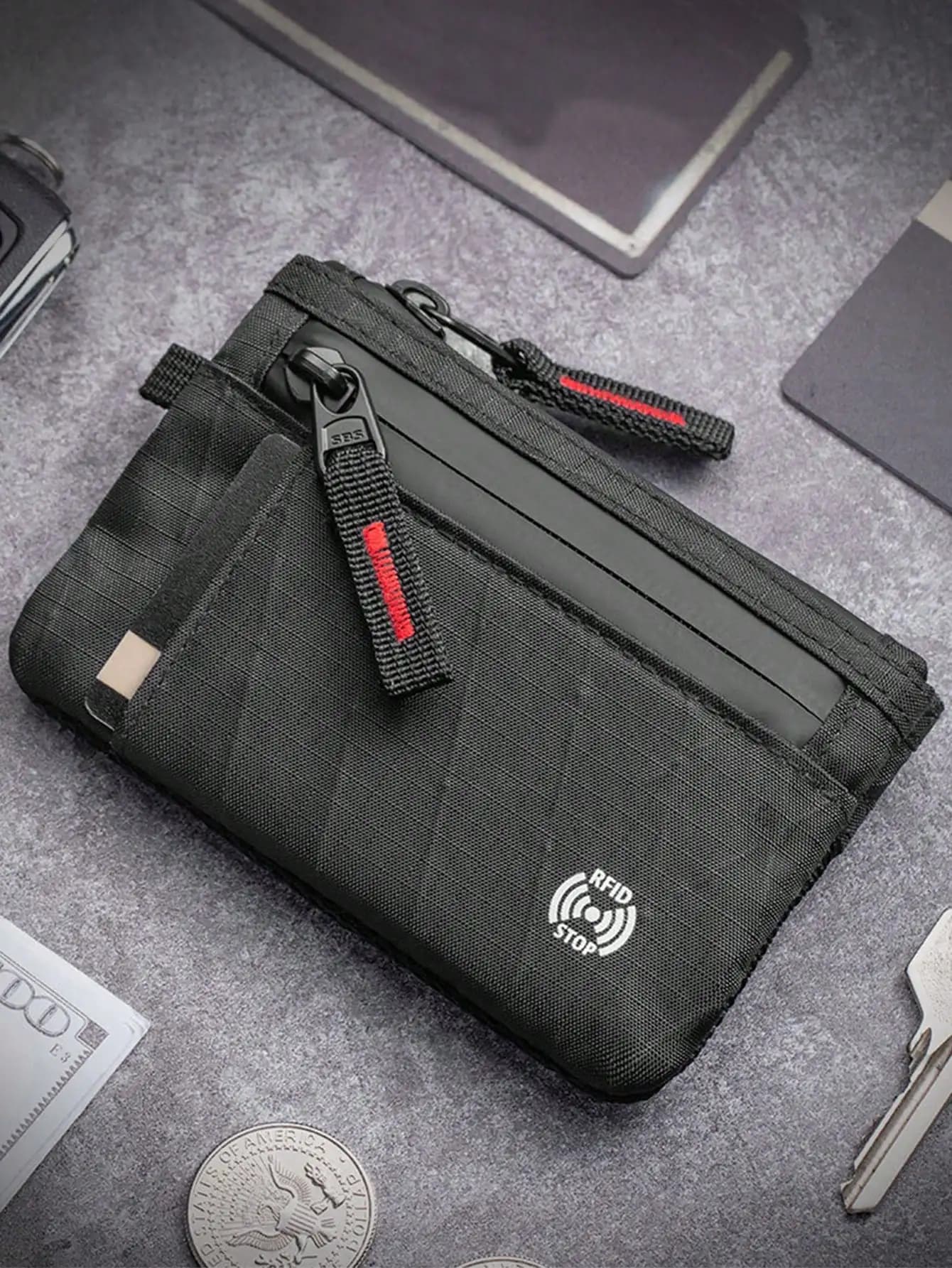 Portacarte con blocco RFID, portamonete, porta passaporto da viaggio, custodia multifunzione per chiavi, portamonete da uomo, mini portafoglio.