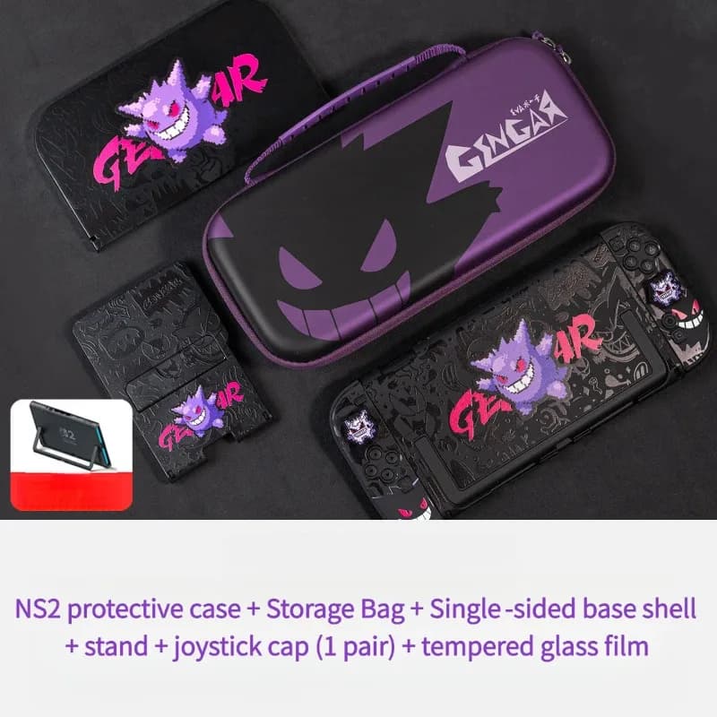 for Nintendo Switch 2 Case Anime Pokemon Gengar Travel Bundle Bag Pack Game Accessories Kit Hard Shell JoyCon Protective Cover