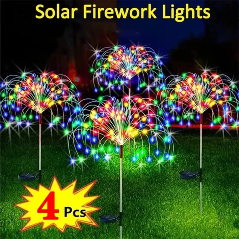 1/2/4 pezzi lampada da fata solare per esterni lampada da fuochi d'artificio a LED impermeabile decorazione fai da te per patio cortile festa di Natale matrimonio giardino