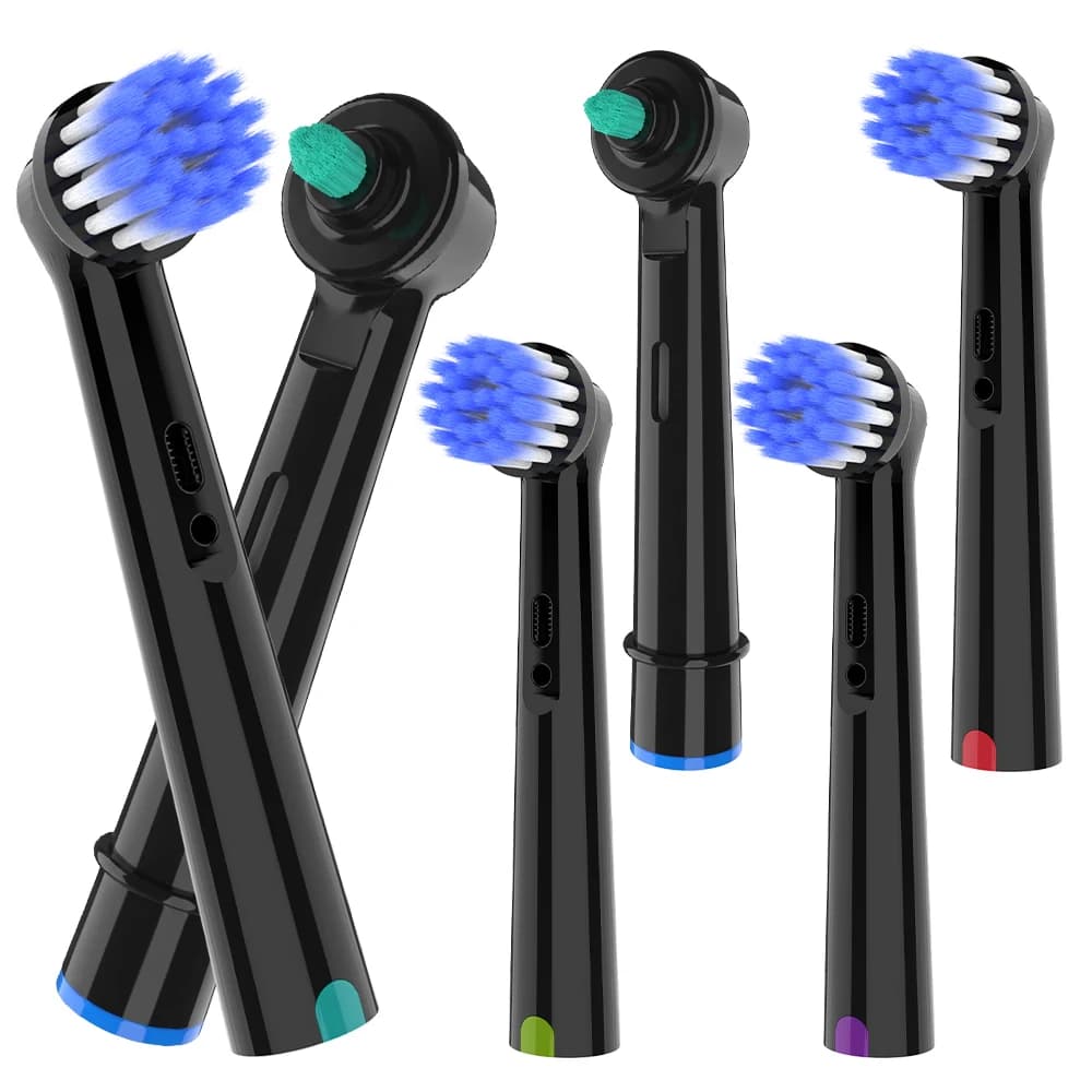 4 ultra soft spare heads and 2 toothbrush heads compatible with Oral B electric toothbrush, for Pro 100/500