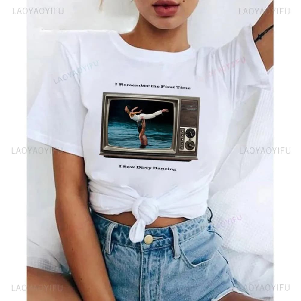 Moda Dirty Dancing T Shirt Donna Kawaii Manica corta Cartoon Graphic Tees Streetwear Harajuku Anime Hip Hop T-shirt in cotone