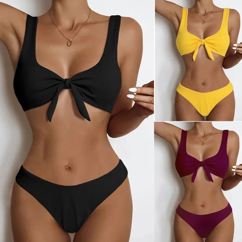 Nuovo Bikini Sexy Nero 2024, Costume da Bagno Due Pezzi per Donna, Costume da Nuoto per Acque Termaali in Nylon e Poliestere