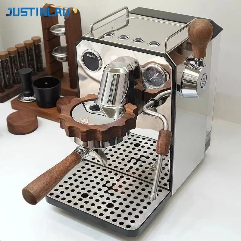 JUSTINLAU Coffee Machine Modification Kit Walnut Wood Group Head Anti-Scald Ring Steam Rod for Gemilai 3006/3145 Barista Tools