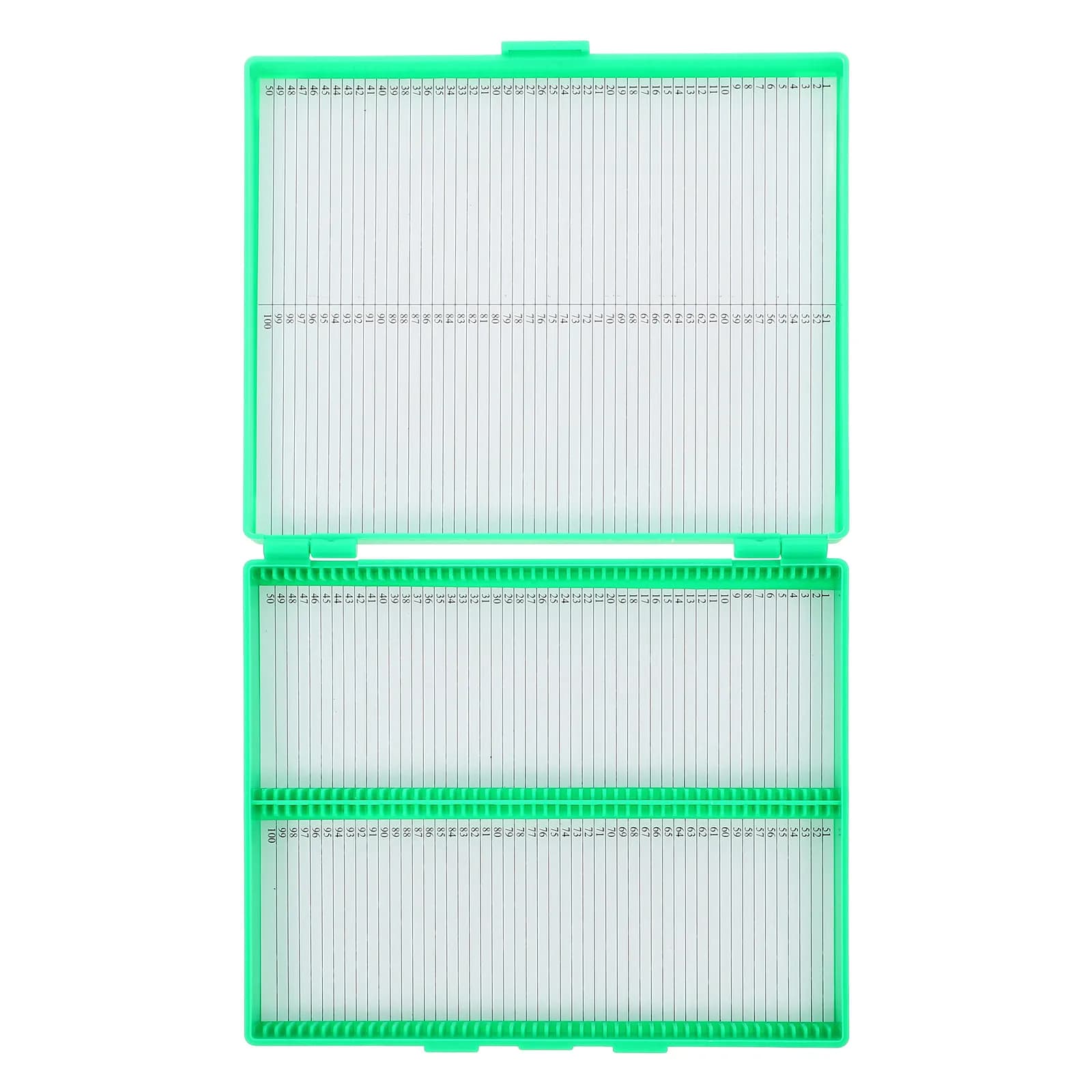 Scatole per 100 Vetrini Microscopici, Organizzatore in Plastica Resistente con Coperchio Trasparente per Laboratorio, Aula e Patologia