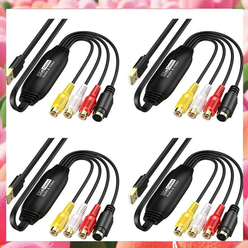 4X USB Video Capture VHS a convertitore digitale USB 2.0 Scheda di acquisizione audio video per TV DVD VHS Supporto Windows Mac System-ABJU