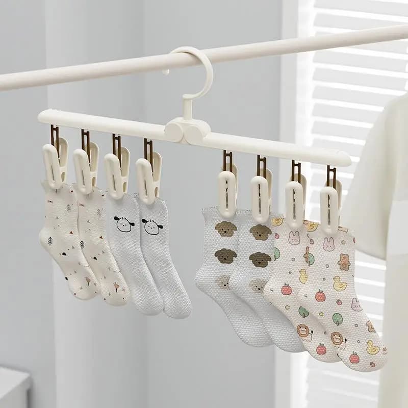 Stendibiancheria Rotondo Multifunzione con Clip Multiple, Stendino da Balcone per Vestiti di Bambini, Biancheria Intima e Calzini