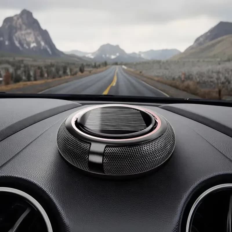 Light-Sensitive Solar Powered Aromatherapy Diffuser Automatic Rotating Perfume Beech Wood Lasting Fragrance Car Air Freshener