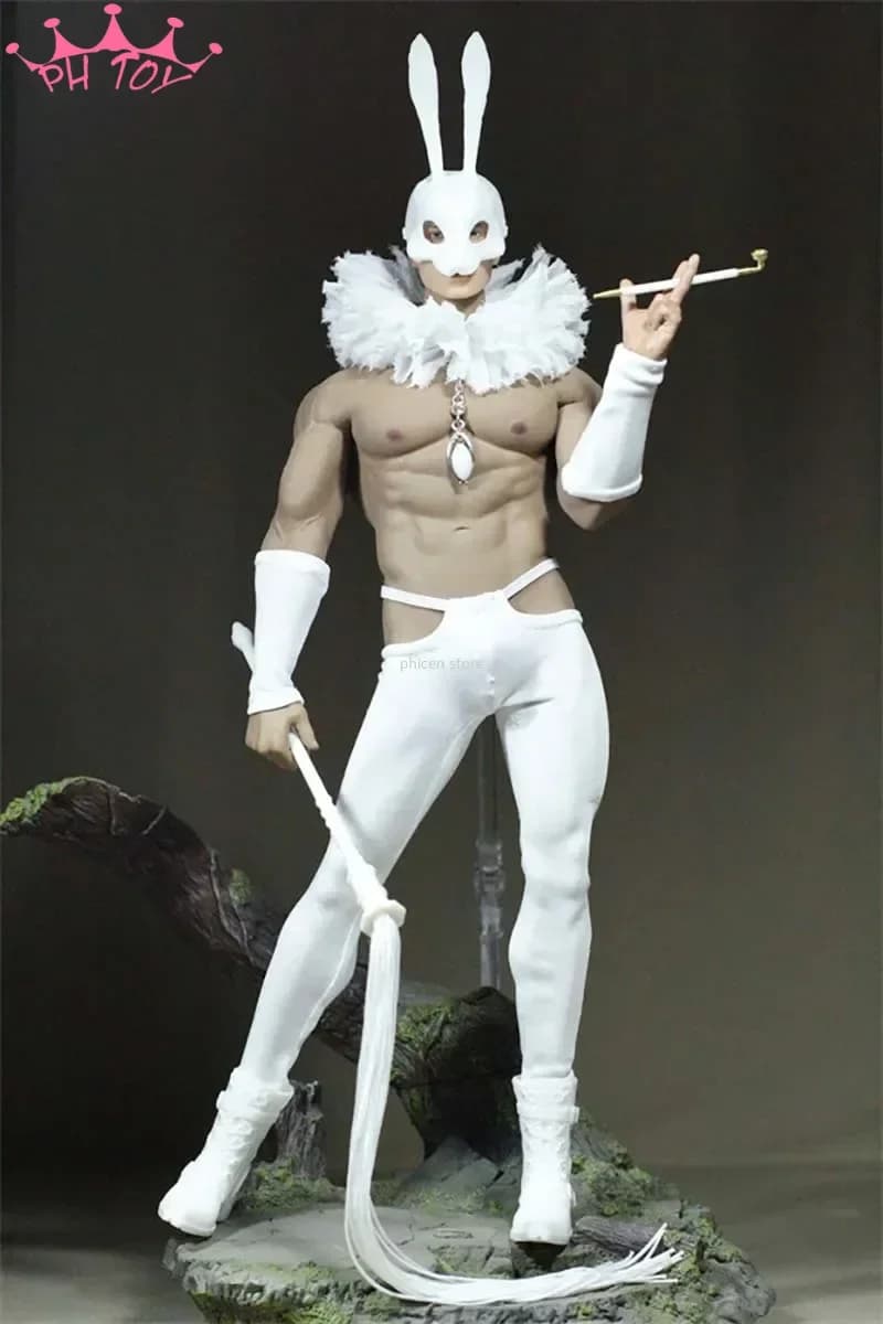 1/6 soldier male Mr. White Rabbit Clothes Set with mask scarf tight pants wrist protection model for 12 inch Phicen M31 M32 doll toy