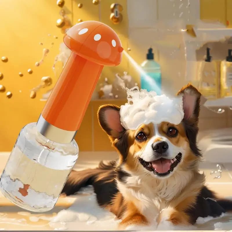 Dispenser di shampoo per cani Dispenser di sapone schiumogeno per animali domestici Macchina elettrica Schiuma ricca Forma di fungo Strumento per toelettatura per la pulizia