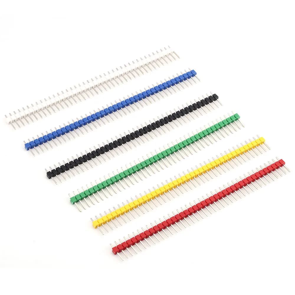 10 PZ 2.54mm 1X40Pin Single Thread Male Breakable Pin Header Connector PCB Spille Strip for Arduino Yellow/Green/White/Black/Red/Blu