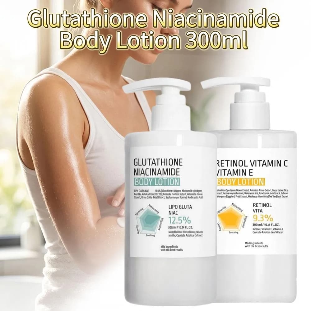 Glutathione Niacinamide Body Lotion 300ml Retinol Vitamin C E Moisturizing Smooth Rough Skin Care Daily Hydrating Brightening