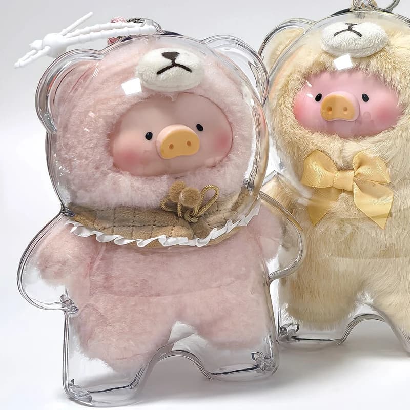 For plush dolls Display Bag Clear Acrylic Case for Lulu the Piggy No Doll Portable Cable Box
