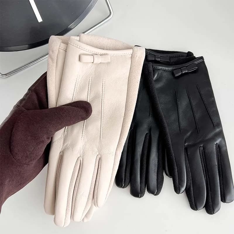 Nuovi guanti da dito in pelle per ciclismo invernale all'aperto da donna, resistenti al caldo e al freddo, tinta unita, guanti di fascia alta