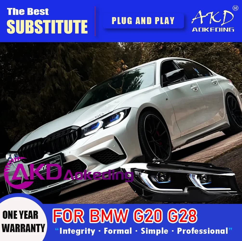 AKD Lampada Frontale per BMW G20 G28 Faro A LED 2018-2021 Fari 325i 320i DRL Segnale di Girata Fascio Alto Angelo Occhio Lente Del Proiettore