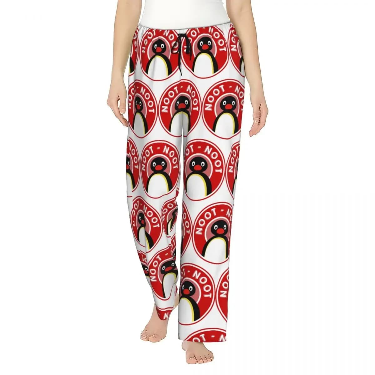 Custom Pingu Noot Noot (Pingu The Pengouin) - Red Women Pajama Pants Lounge Sleep Sleepwear Bottoms with Pockets