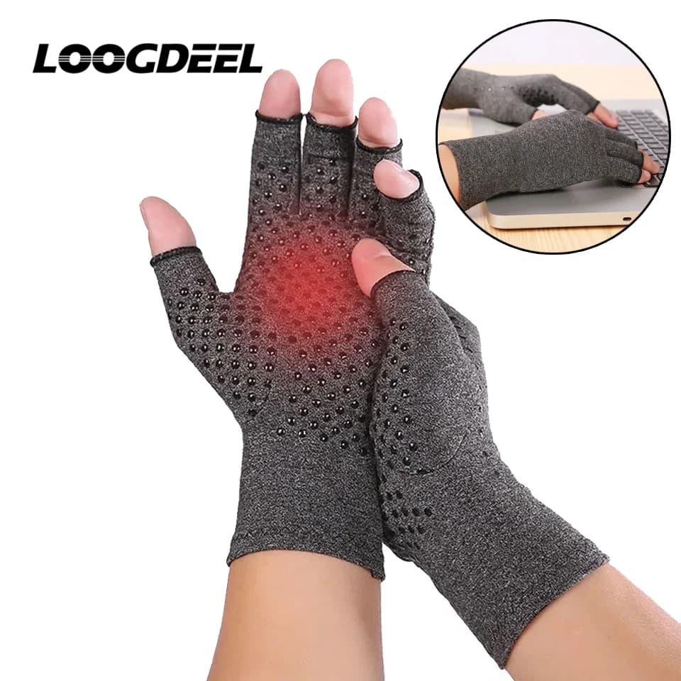 LOOGDEEL 1Pair Guanti magnetici per terapia di compressione sanitaria antiartrite Guanti reumatoidi per il dolore alle mani Supporto per il polso Guanti di sicurezza sportiva
