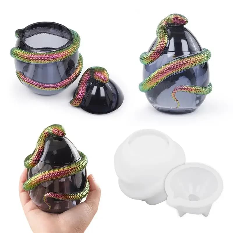 Nuovo Stampo in Silicone per Candele a Forma di Uovo di Serpente 3D con Coperchio, per Pasqua, Fai-da-Te, per Gesso, Cemento, Resina, Scatola Portaoggetti