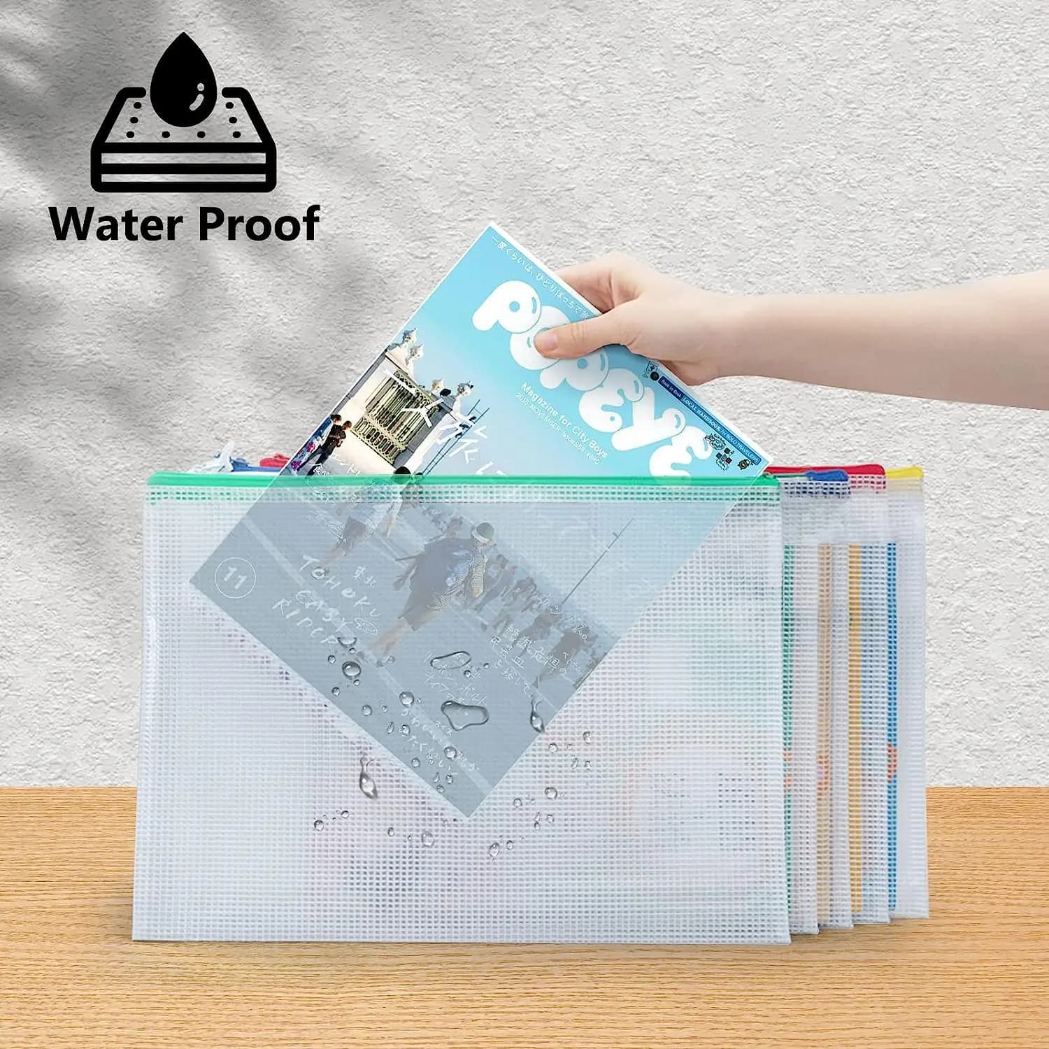 A3 A4 A5 Cartella in plastica Busta per documenti Poly Cancelleria Stoccaggio Cerniera impermeabile Borsa per organizer in PVC Documenti Carta per ufficio