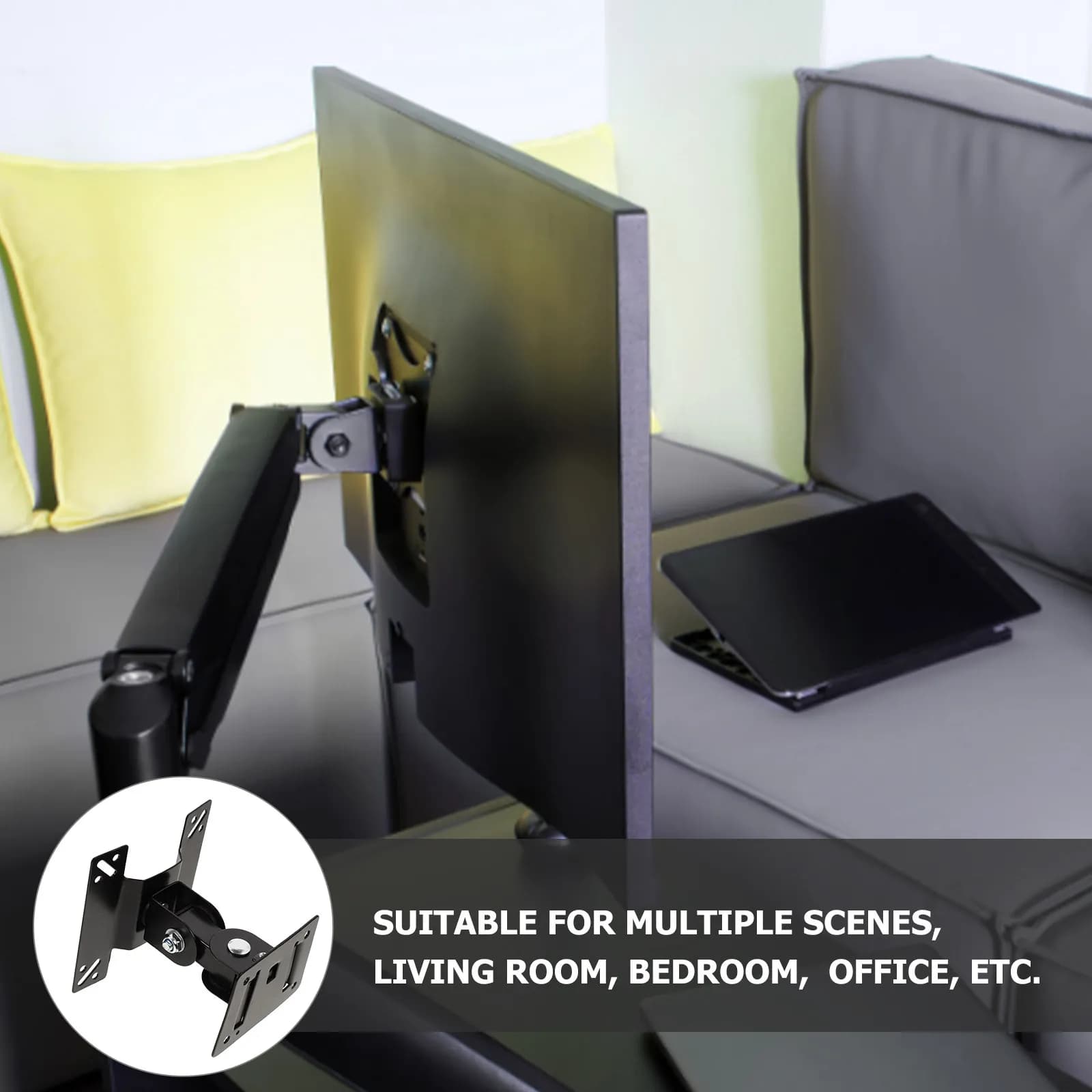 Rotatable TV Wall Mount Bracket Heavy Duty Iron Adjustable Swivel Corner Mount Stand for Living Room Bedroom Office TV Monitor