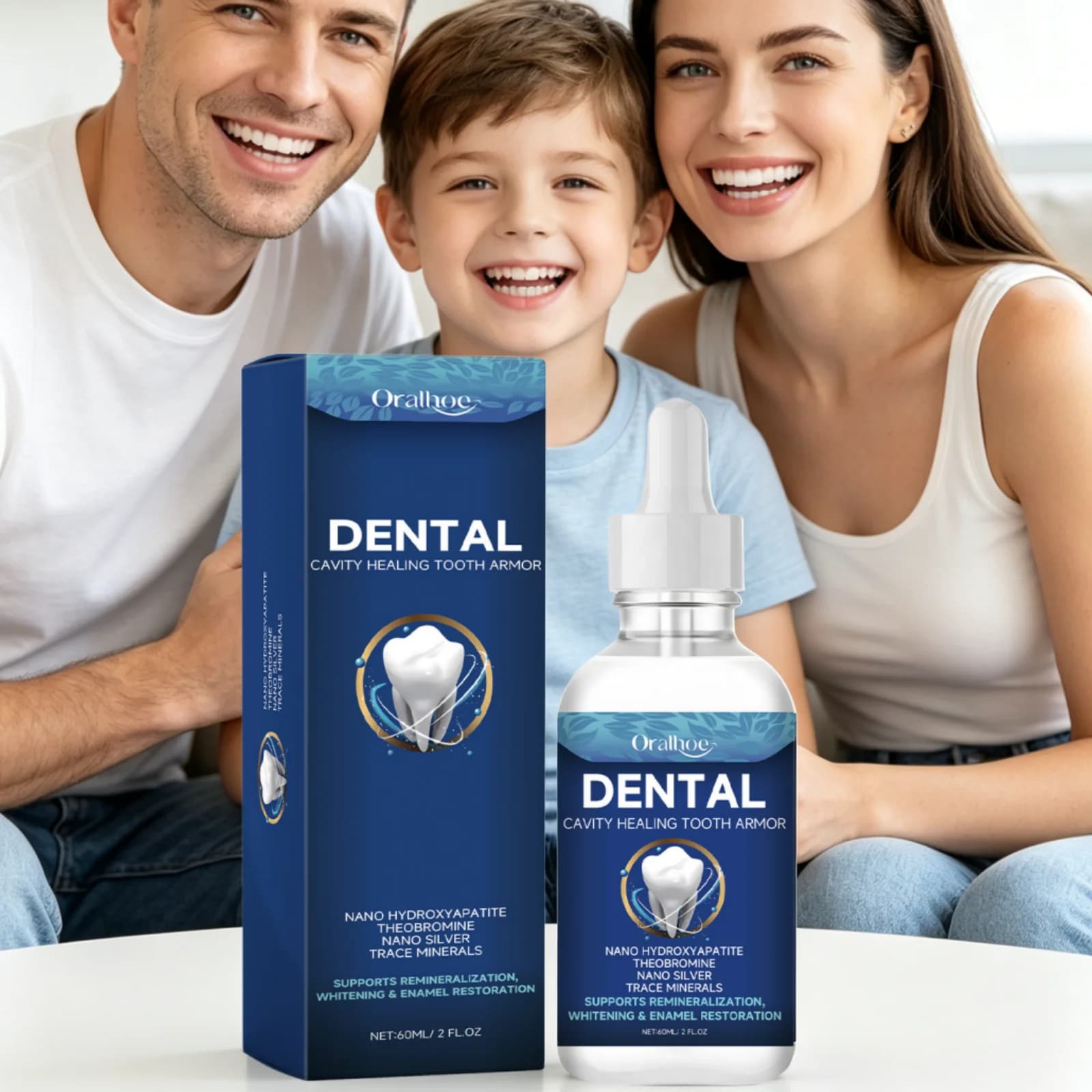 Siero per la Cura Dentale Oralhoe, Sbiancante per Denti, Riparazione Carie, Restauro Smalto, Rimineralizzazione, Rimozione Macchie, Liquido Riparatore per Denti