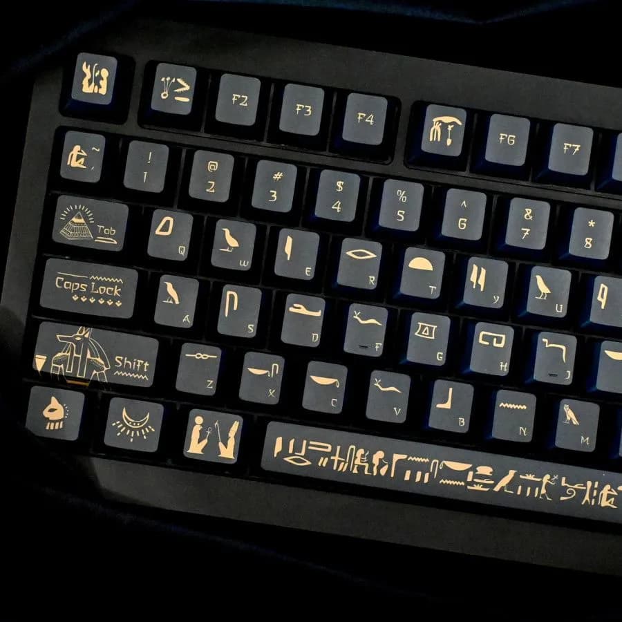 142 tasti faraone Keycap materiale PBT profilo ciliegia colore oro nero sublimazione della tintura Layout ANSI per tastiera da gioco meccanica