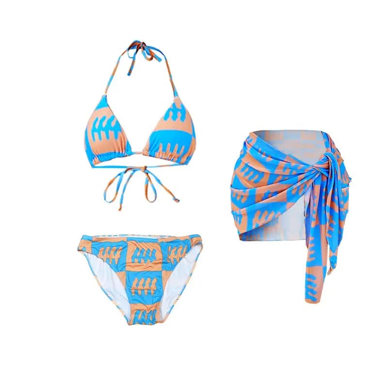 micro mini bikini con stampa allacciata alla moda coreana sexy imposta tre pezzi con gonna copricravatta costume da bagno imbottito costumi da bagno biquini