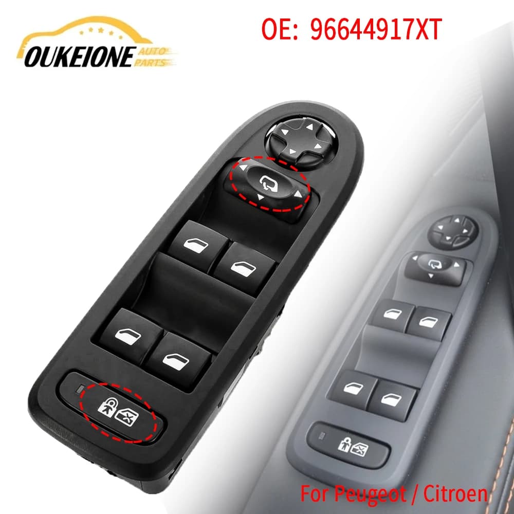 96644917XT for Citroen C5 Peugeot 308 508 2008 2009 2010 2011 2012 2013 2015 Electric Window Switch Lifter Button Accessories