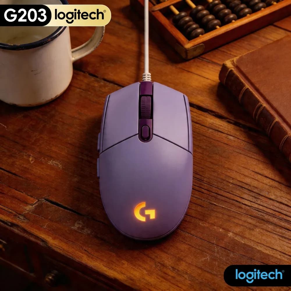 Logitech G203 Wired Gaming Mouse Durable Shell Customizable RGB Multi‑Level DPI USB Laptop Tasks