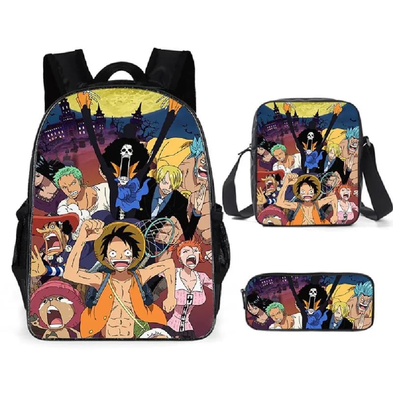 3PCS Hot Anime One Piece Series Backpack Satchel Pencil Case Set Cartoon Exquisite Creativity Print Stationery Supplies