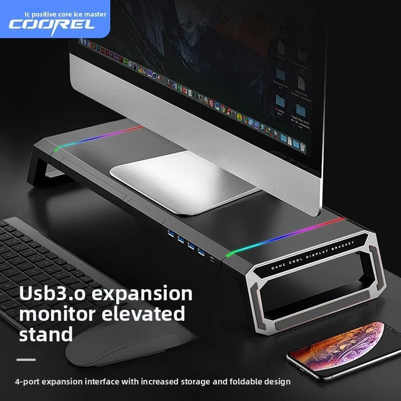Multifunctional Monitor Stand Height Adjustable Desktop Riser with USB Port Storage Organizer Laptop External Accessories
