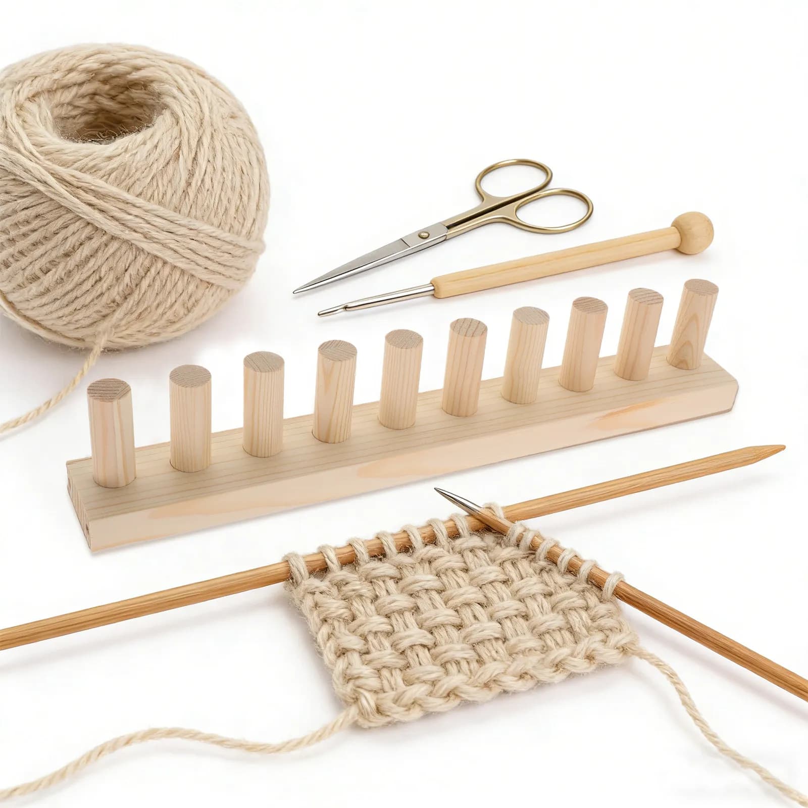 Adjustable Wooden Weaving Marker Knitting Loom for Blanket Scarf Making Chunky Yarn Projects Reusable Loom Frame DIY Beginner