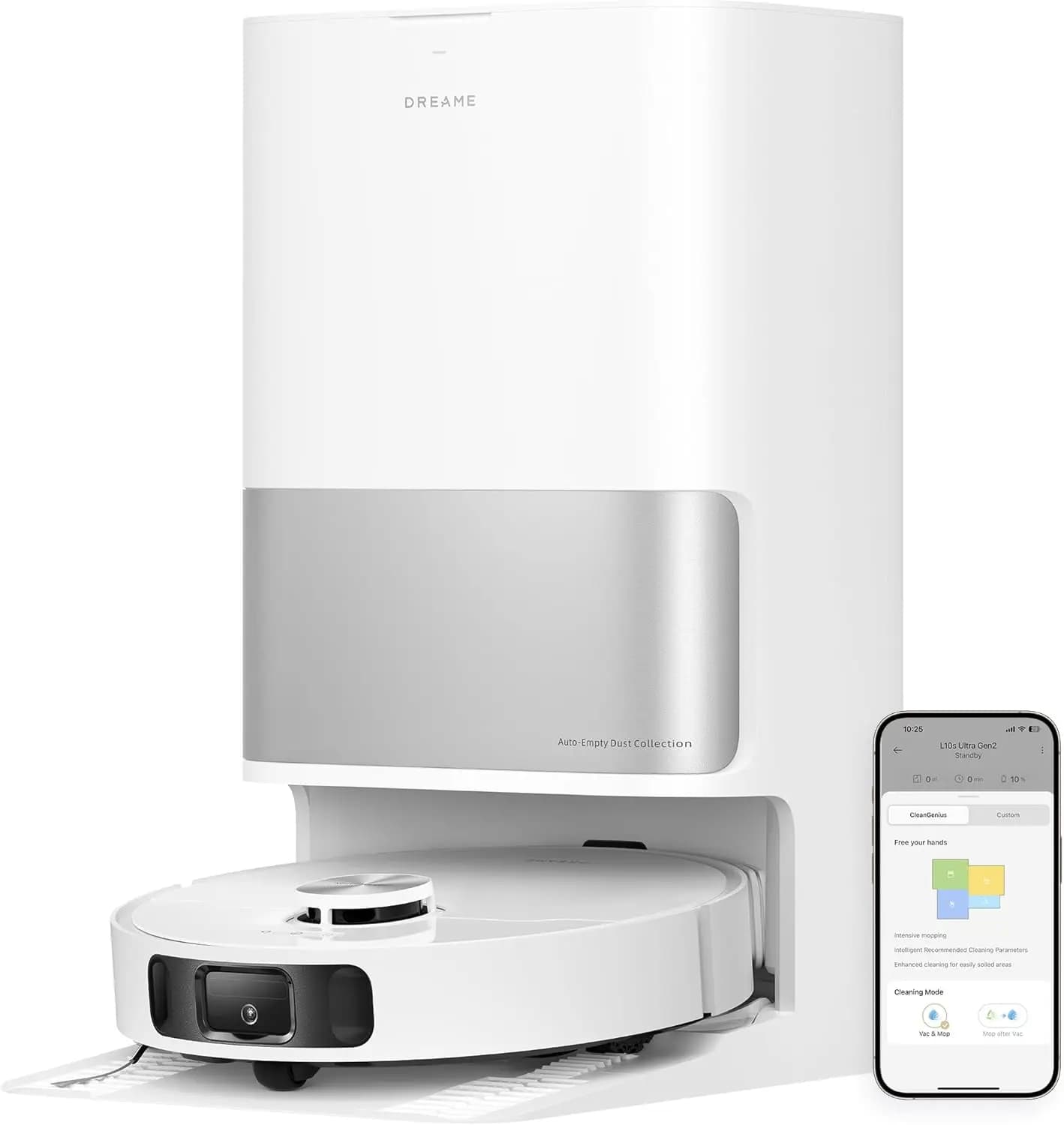 Robot Aspirapolvere e Lavapavimenti Ultra con Aspirazione da 10.000 Pa, Base All-in-One, Svuotamento Automatico per 75 Giorni, Navigazione Intelligente