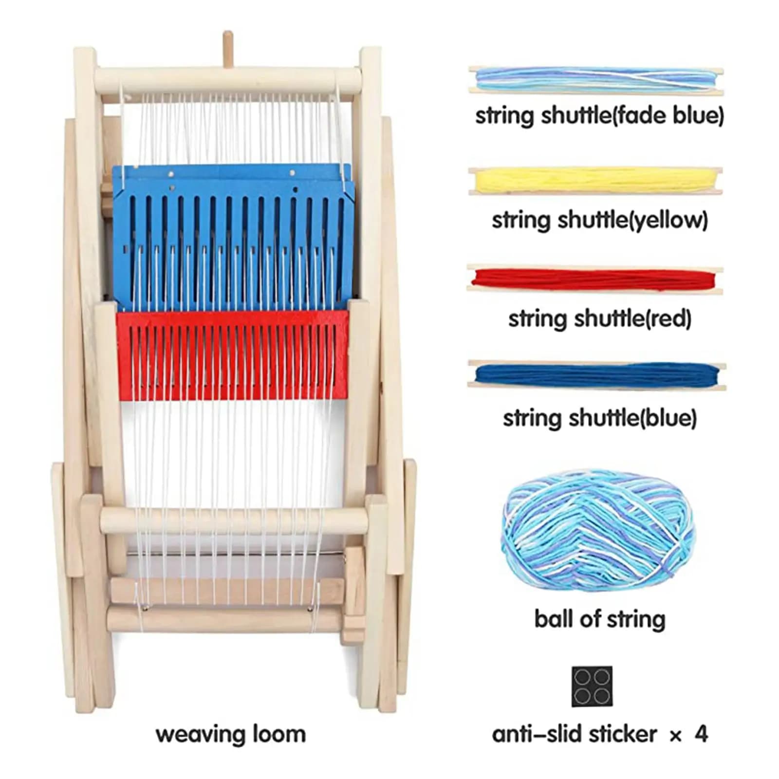 Weaving Loom Kit Wooden Craft Machine for Kids Beginners Tapestry Set for DIY Home Art Projects
