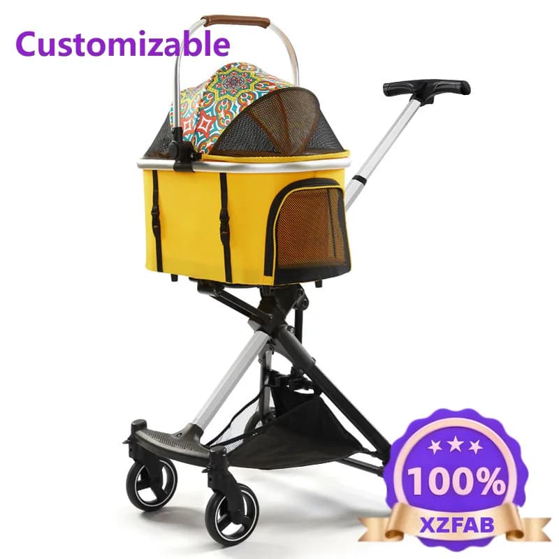 Factory Direct 2026 Small And Medium-sized Dog Pet Cart Retractable Luxury Foldable Dog Cart Cat Dog Cart Cross-border Hot-selli