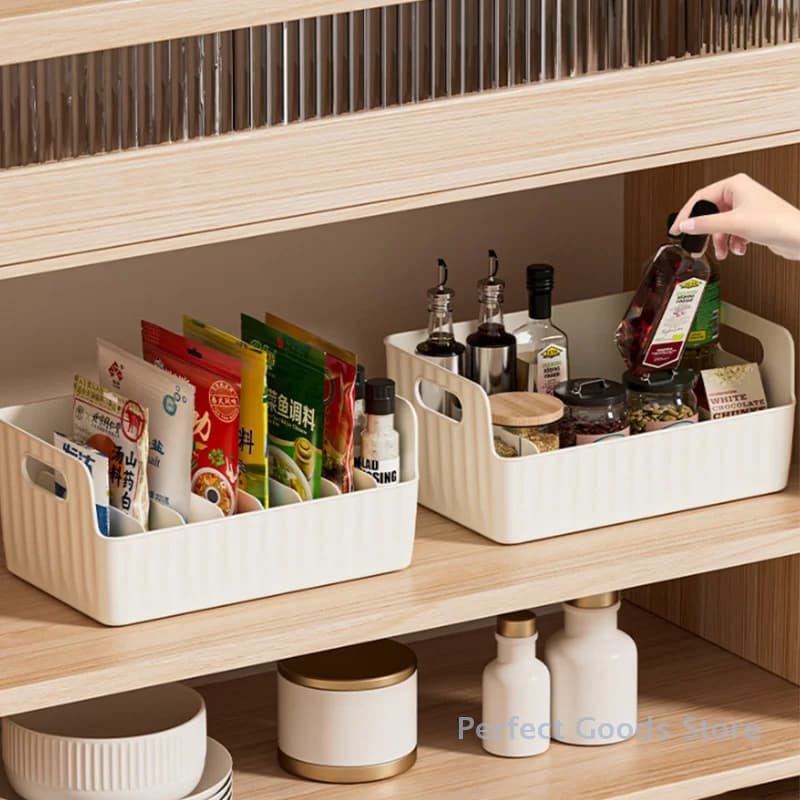 Scatola portaoggetti con partizioni Contenitore per frigorifero Contenitore per organizer in plastica per alimenti Nastri, libri, sacchetti per condimenti Scatole portaoggetti