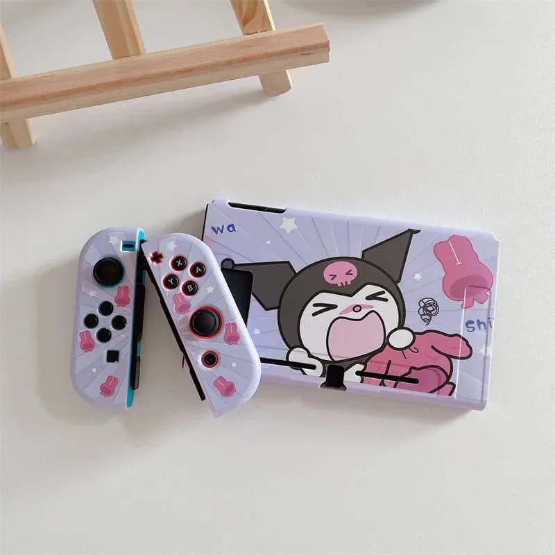 Hello Kuromi Kitty for Nintendo Switch Case Oled Game Console Protective Case Anti-Fall Soft Shell Exquisite Painted