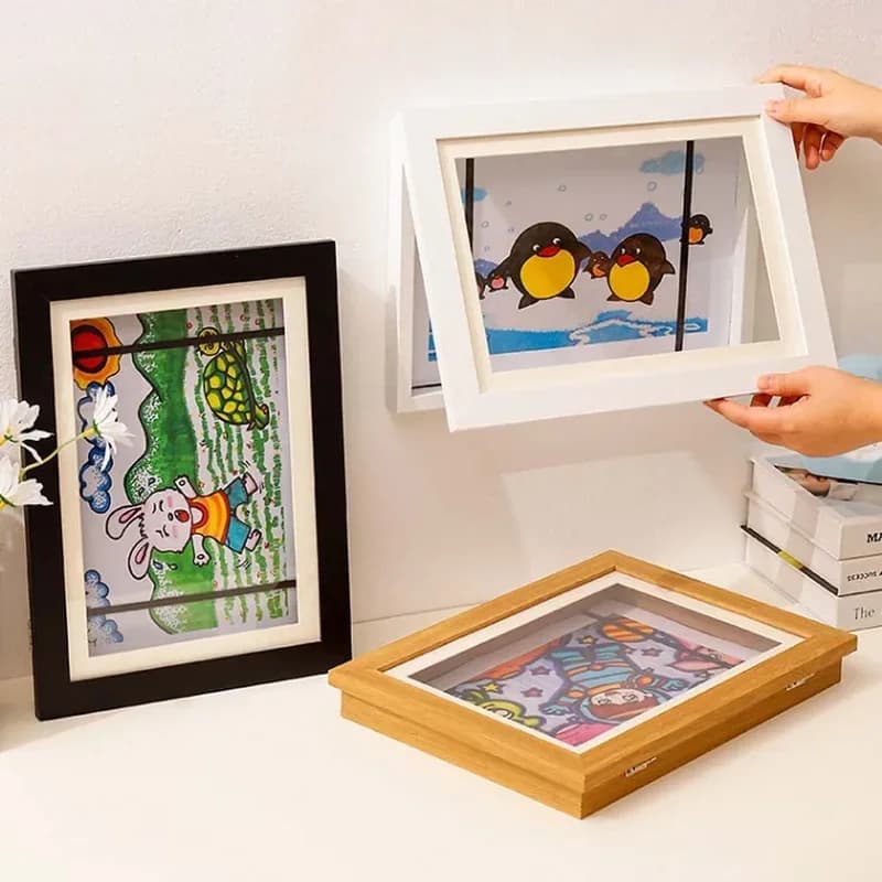 Cornici artistiche per bambini Cornice magnetica per bambini intercambiabile aperta sul davanti per poster Foto Disegni Dipinti Immagini Display Decorazioni per la casa
