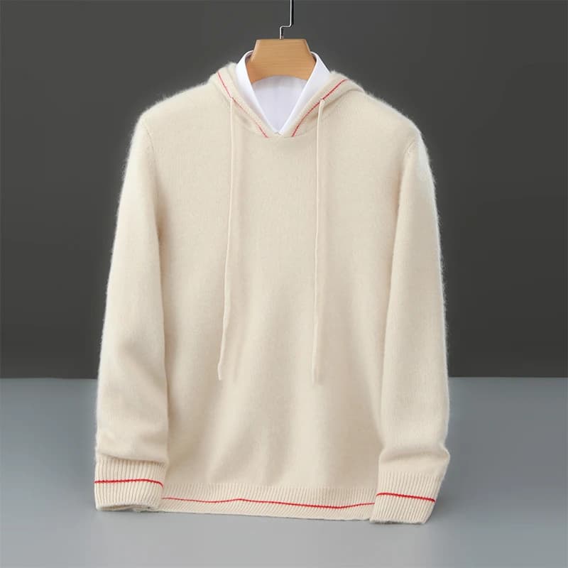 MVLYFLRT Men's 100% Merino Wool Hoodie Knitted Sweater Casual Thick Warm Autumn Winter Sports Clothing