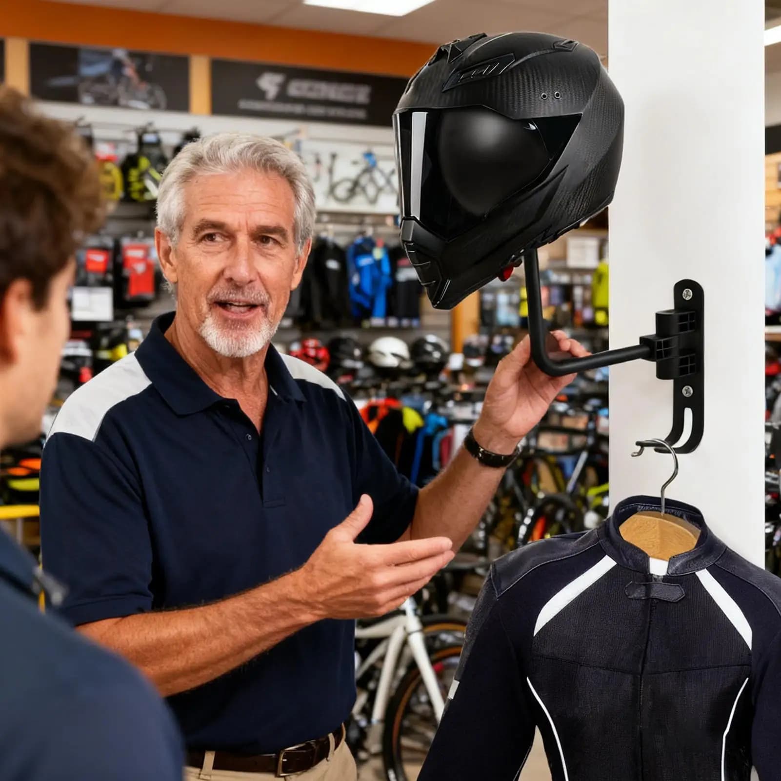 Organizzatore per casco Supporto per organizzatore a parete Supporto per casco per moto per la casa Camere da letto Soggiorno Garage Attrezzatura Vestiti Chiavi