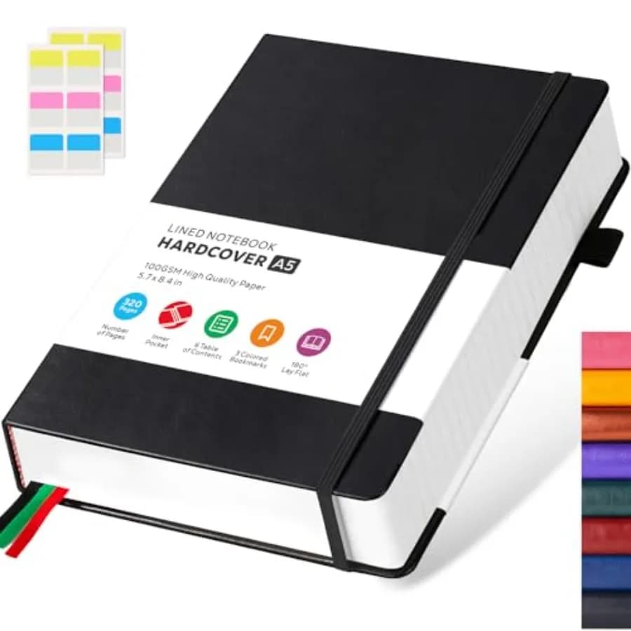 Hardcover Lined Notebook Journal for Writing, 320 Pages Leather Thick College Ruled Notebook Journal with 100GSM Paper, 5.7'' X