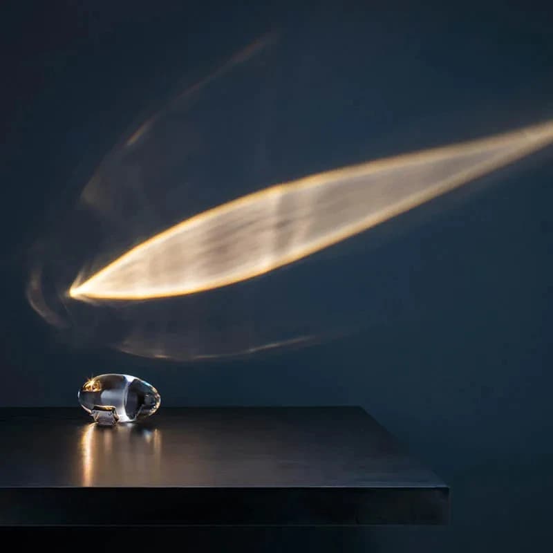 Lampada da Tavolo LED in Cristallo 'Occhio del Cielo', Design Italiano, Lampade da Comodino per Soggiorno e Camera da Letto, Luce Decorativa Notturna, Proiettore, Regalo