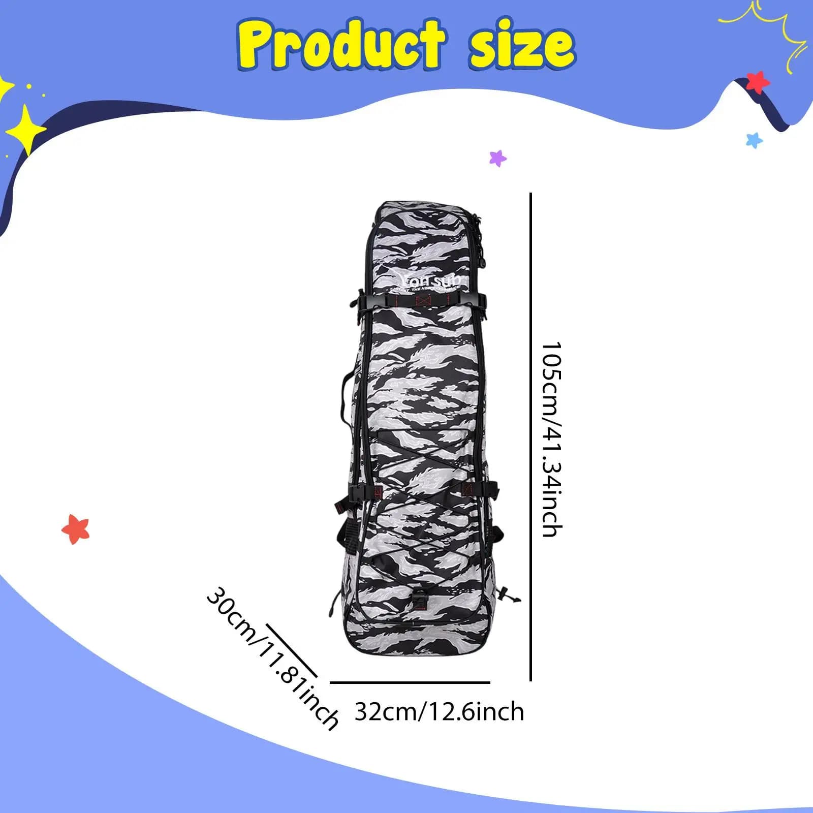 Long fin bag with hinges, Underwater equipment backpack, Snorkeling fins backpack, Water sports fin bag