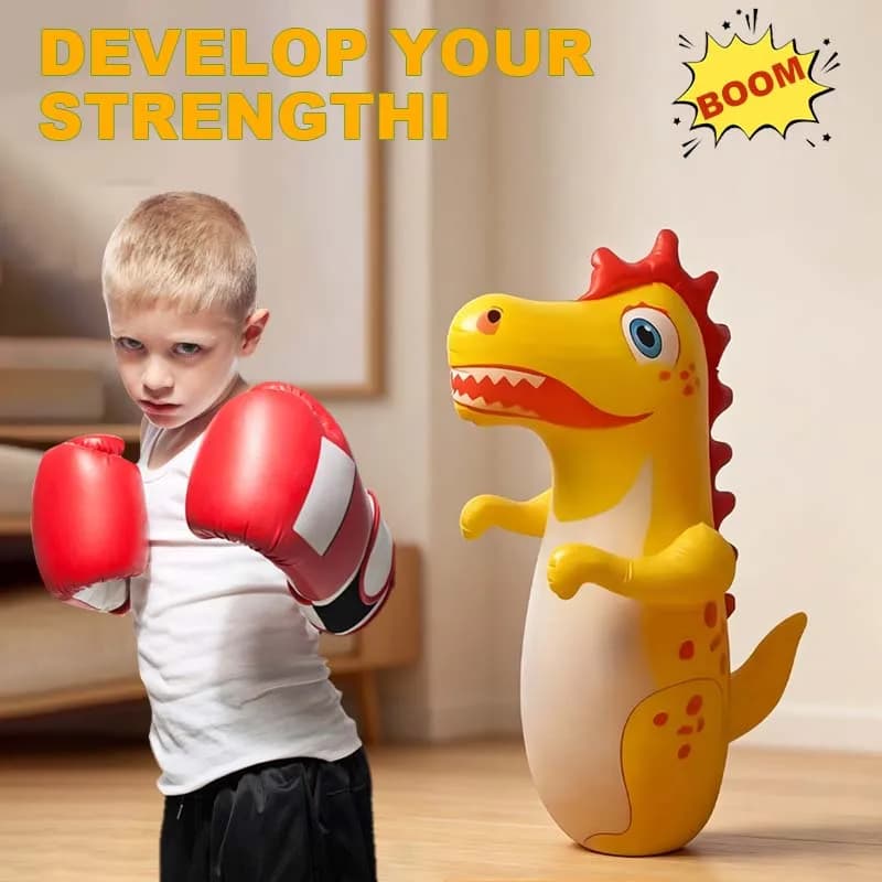 Inflatable Dinosaur Punching Bag Tumbler Toy, 3 Bright Colors PVC Punch Toy Kids Stress Relief Play Toy for Indoor Outdoor