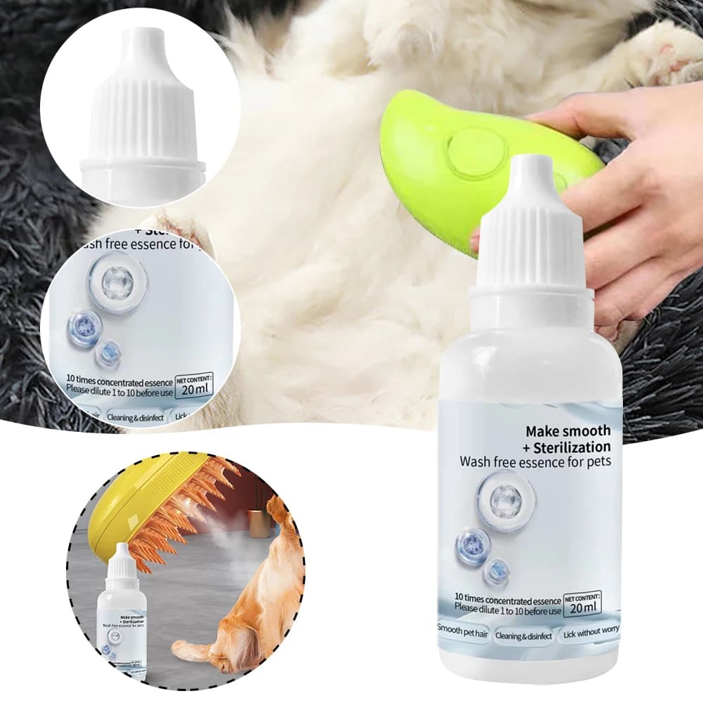 Pet Wash Free Essence for Cat Steamy Brush Hair Grooming rimozione Dirts acaro deodorante riduce il prurito Shampoo idratante per cani