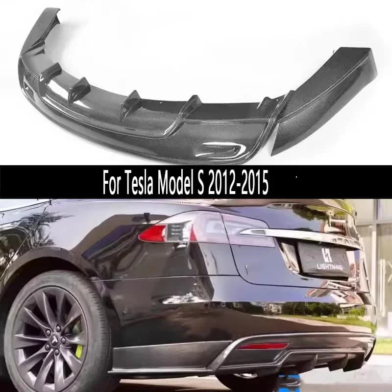 For Tesla Model S 2012-2015 Carbon Fiber Back lip Car Rear Bumper Diffuser Rear Splitters Spoiler Back lip Upgrade body kit